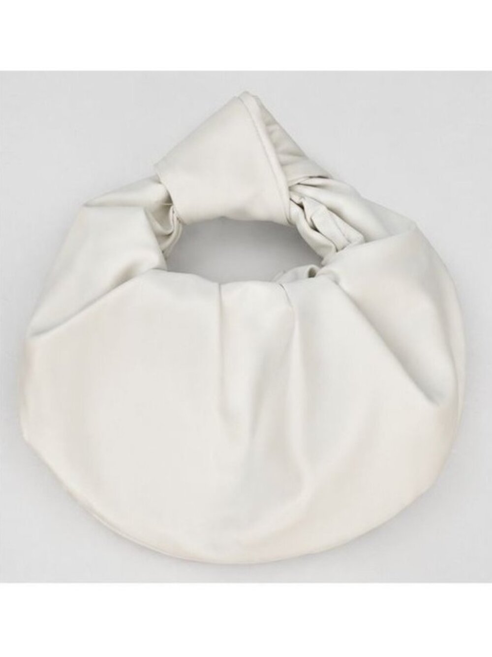 Soft Ivory Ruched Knot Shoulder Bag Minimalist Slouchy Cloud Handbag Faux Leathe - Picture 3 of 6